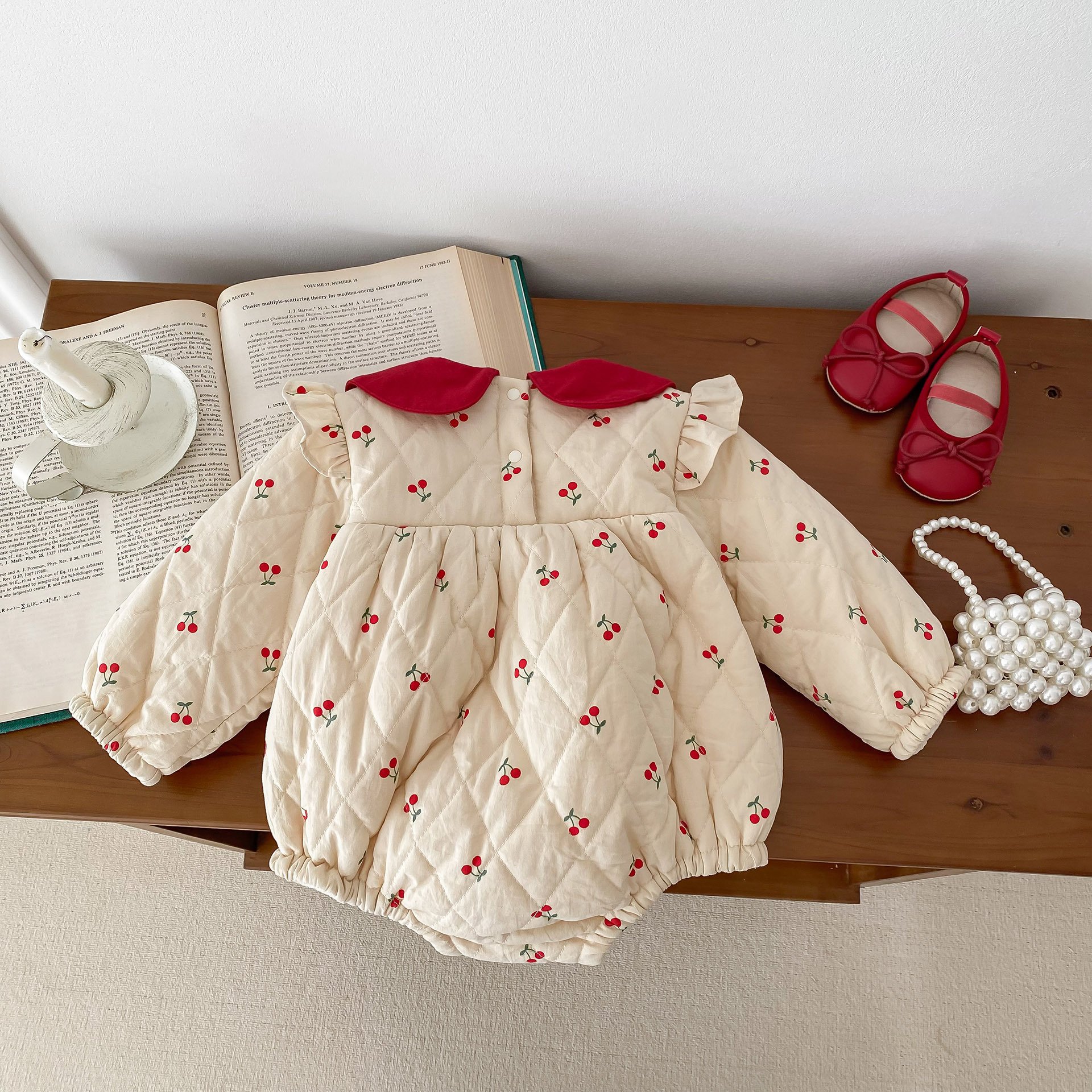 Wholesale 2024 Winter Baby Clothing Sweet Style Printed Long Sleeve Cotton Baby Rompers