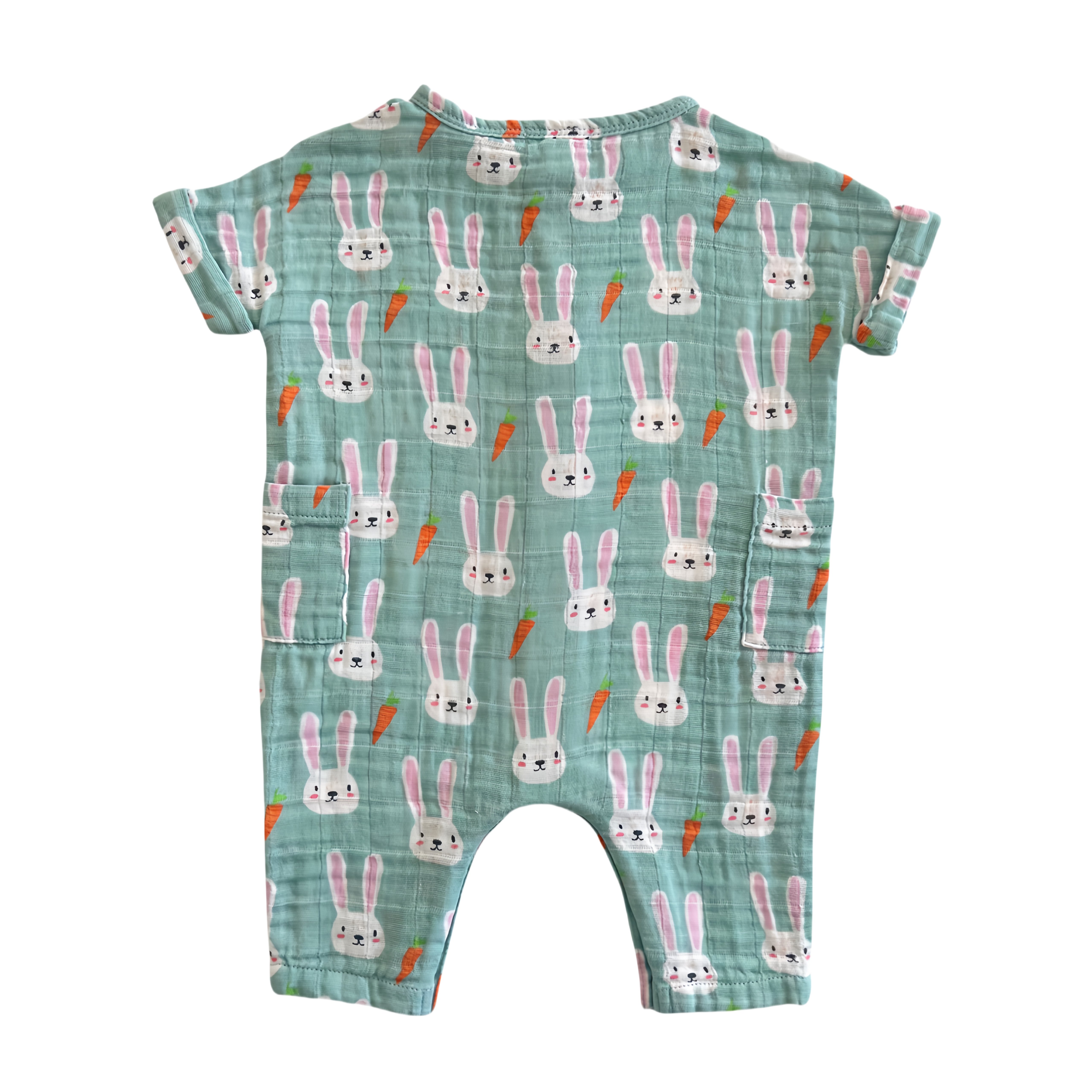 Custom Easter Organic Cotton Bubble Baby Pajamas Girl Boy Onesie Long Sleeve Rabbit Bunny Print Toddler Jumpsuit Baby Rompers