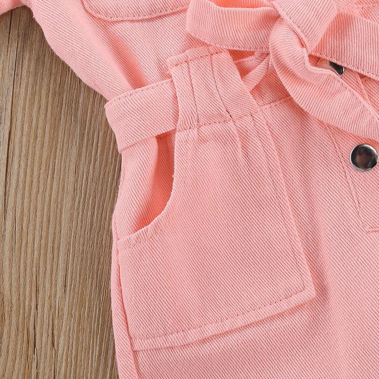 Wholesale Spring Solid Color Baby Girls Jumpsuits Clothing Set Children Girls Overalls Clothes Trendy Kids Rompers
