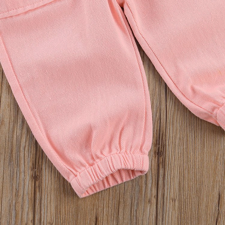 Wholesale Spring Solid Color Baby Girls Jumpsuits Clothing Set Children Girls Overalls Clothes Trendy Kids Rompers