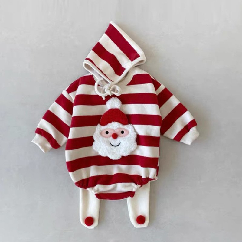 Khaki Baby Onesie Winter ODM New Arrival Unisex L-Style INS with Button Closure Christmas Theme Cartoon Pattern