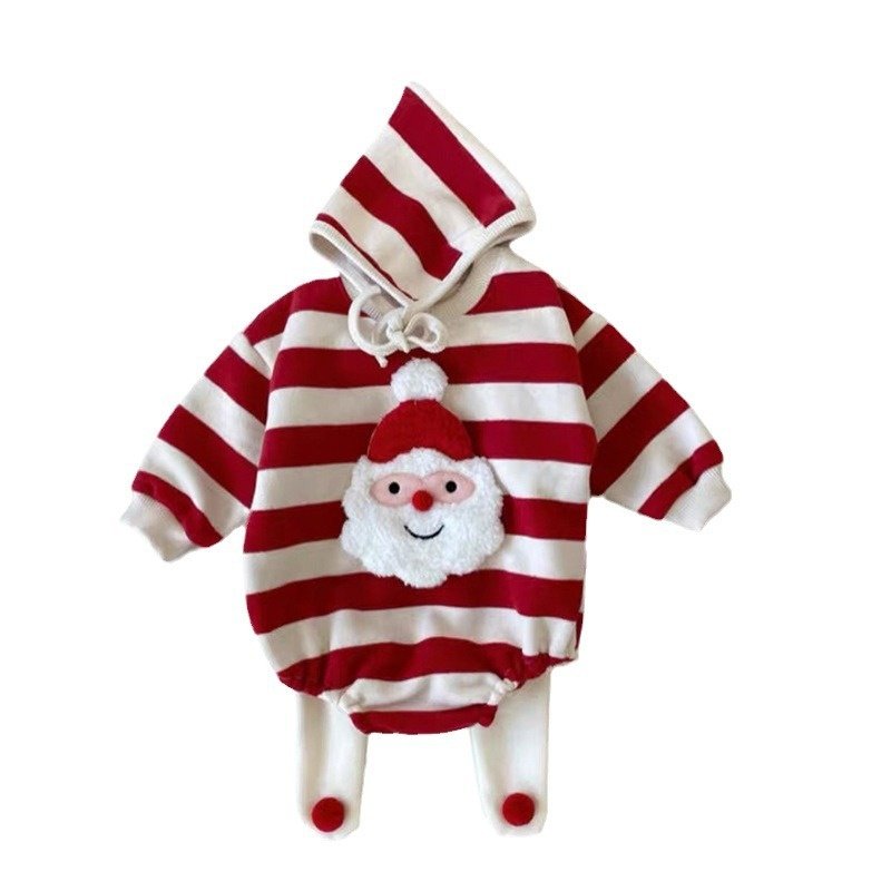 Khaki Baby Onesie Winter ODM New Arrival Unisex L-Style INS with Button Closure Christmas Theme Cartoon Pattern