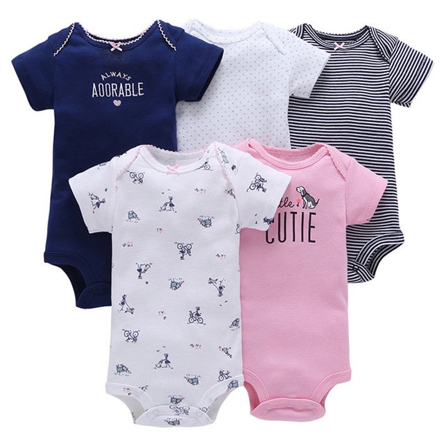 Bulk girl boy infant bodysuit baby clothes baby romper set 5 pieces