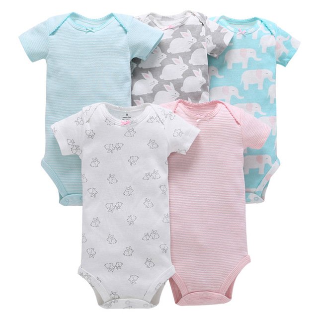 Bulk girl boy infant bodysuit baby clothes baby romper set 5 pieces