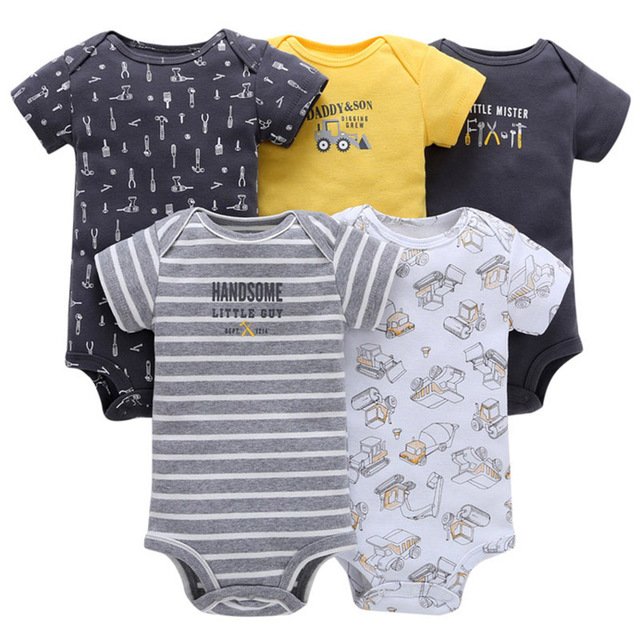 Bulk girl boy infant bodysuit baby clothes baby romper set 5 pieces