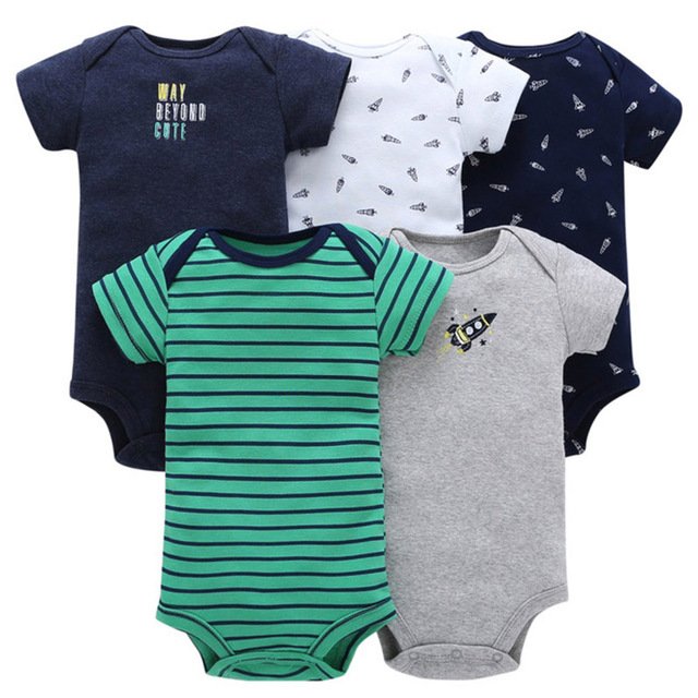 Bulk girl boy infant bodysuit baby clothes baby romper set 5 pieces