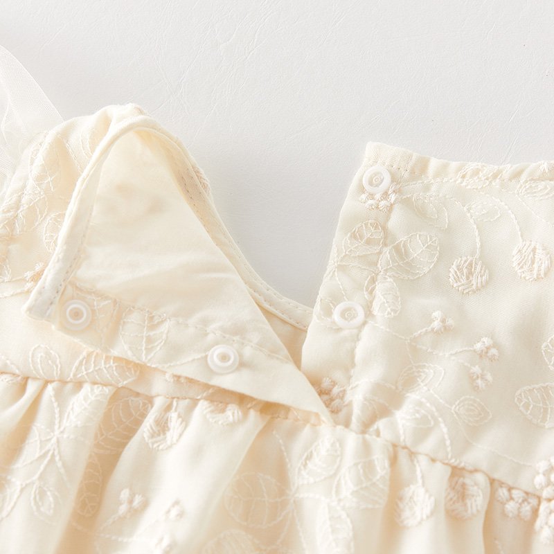 2023 Summer New Korean Infant Floral Lace Fly Sleeve Onesie Set Cotton Toddler Jumpsuit Baby Romper with Short Sleeves