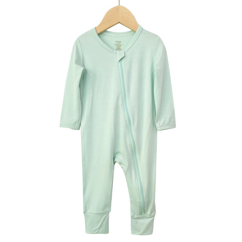 Wholesale zipper newborn solid colors long sleeve boys suit neutral baby clothes sleep ware bamboo spandex baby romper