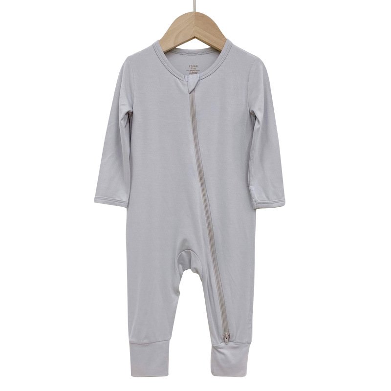 Wholesale zipper newborn solid colors long sleeve boys suit neutral baby clothes sleep ware bamboo spandex baby romper