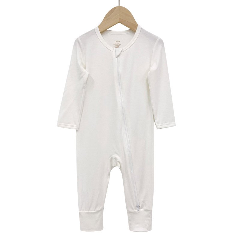 Wholesale zipper newborn solid colors long sleeve boys suit neutral baby clothes sleep ware bamboo spandex baby romper