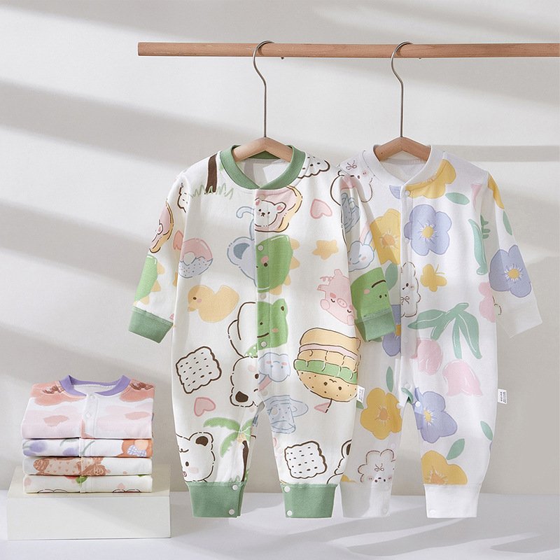 Newborn one-piece long-sleeved spring and autumn romper boneless baby clothes pajamas children's clothing baby romper