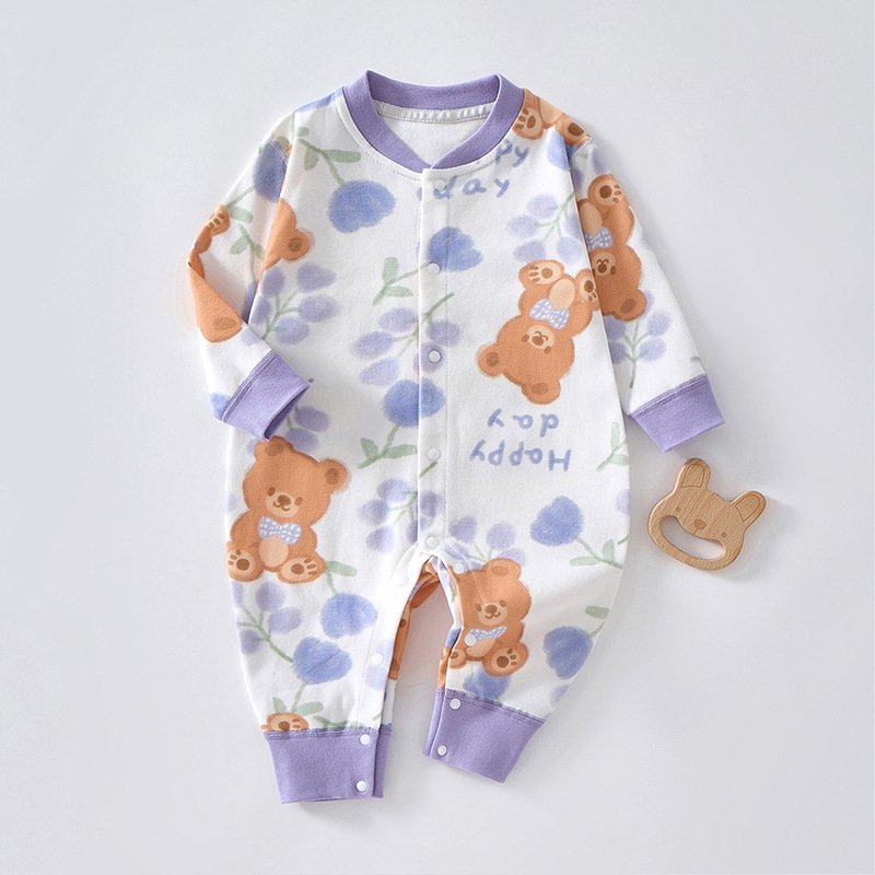 Newborn one-piece long-sleeved spring and autumn romper boneless baby clothes pajamas children's clothing baby romper