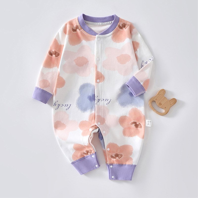 Newborn one-piece long-sleeved spring and autumn romper boneless baby clothes pajamas children's clothing baby romper