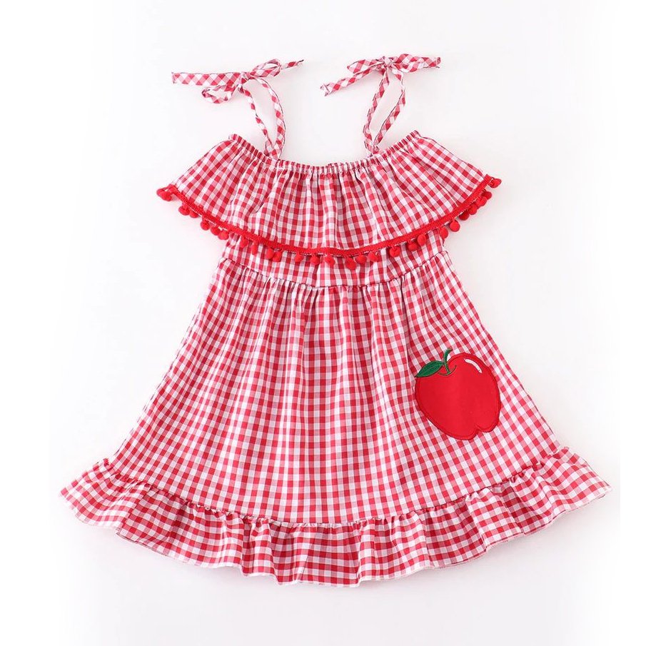 OEM Design Hot Sale Smock design custom print red plaid Baby Dress Girl Summer Dress Baby Romper Clothes Baby Dresses