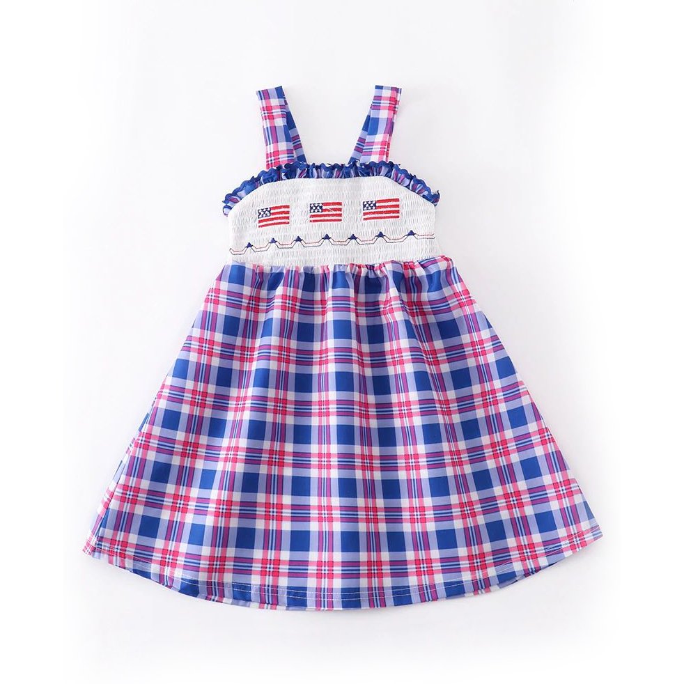 OEM Design Hot Sale Smock design custom print red plaid Baby Dress Girl Summer Dress Baby Romper Clothes Baby Dresses