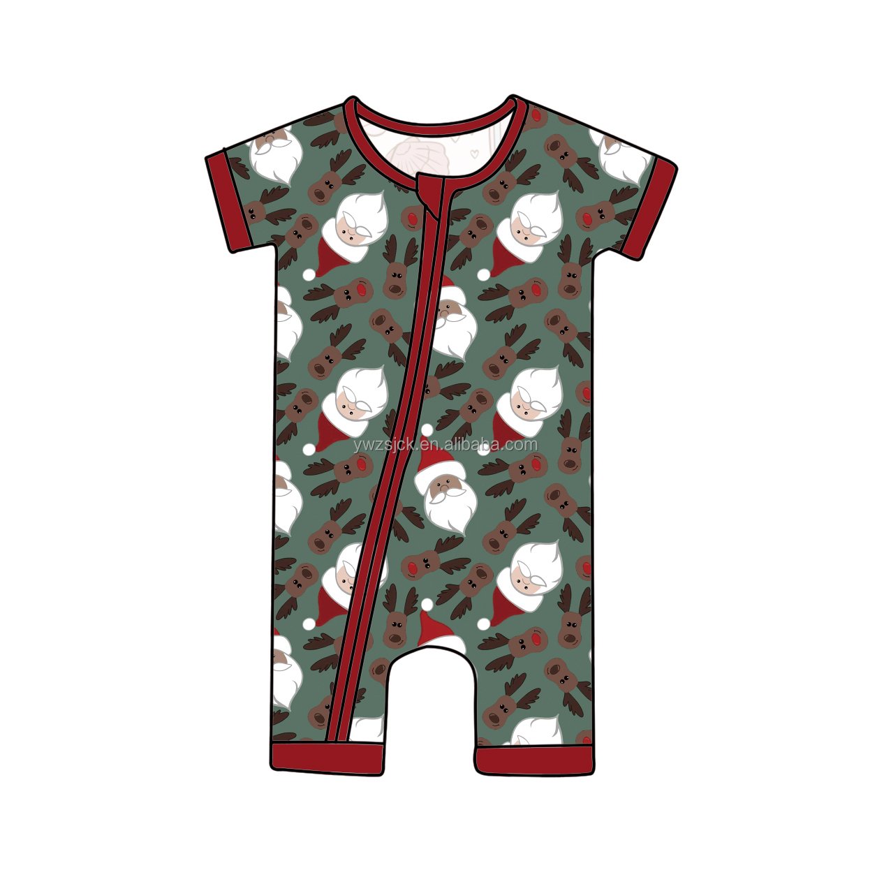 Kids Comfortable Short Sleeve Romper Bamboo Fabric Custom Newborn Baby Pajamas With Double Zippers Romper