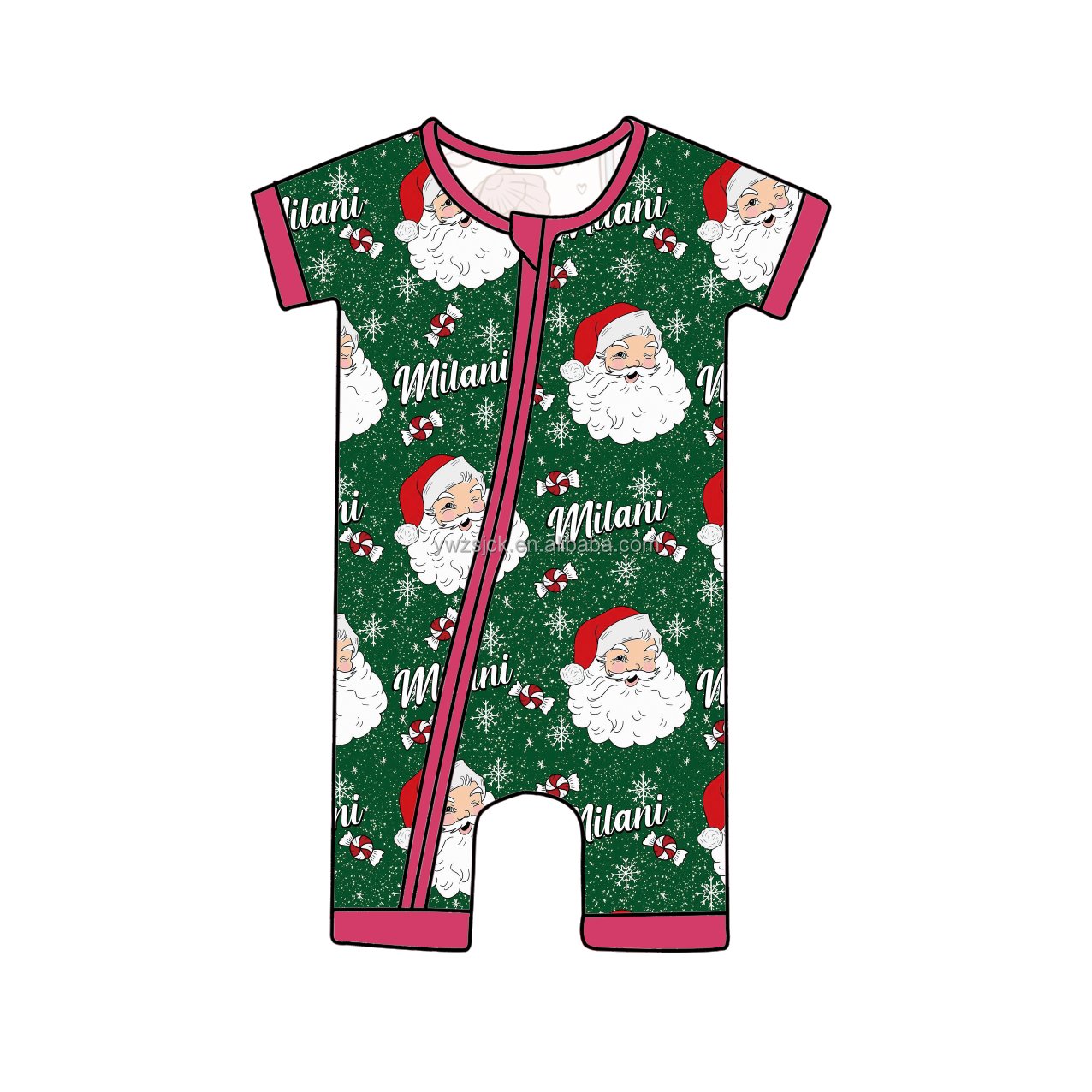 Kids Comfortable Short Sleeve Romper Bamboo Fabric Custom Newborn Baby Pajamas With Double Zippers Romper
