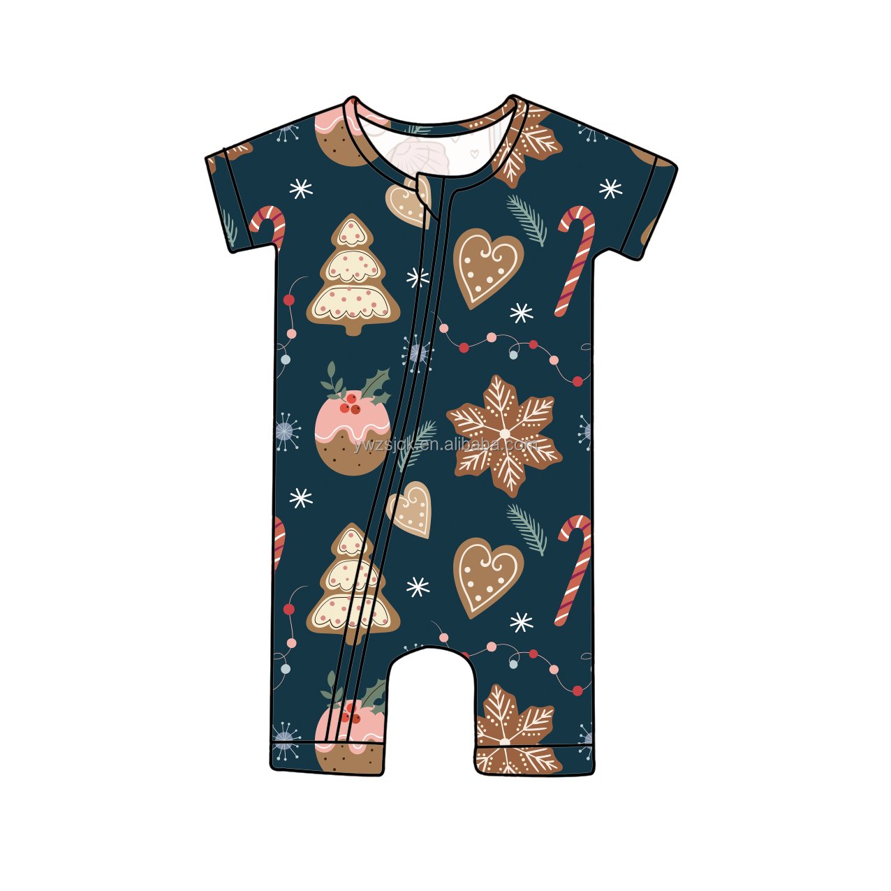 Kids Comfortable Short Sleeve Romper Bamboo Fabric Custom Newborn Baby Pajamas With Double Zippers Romper