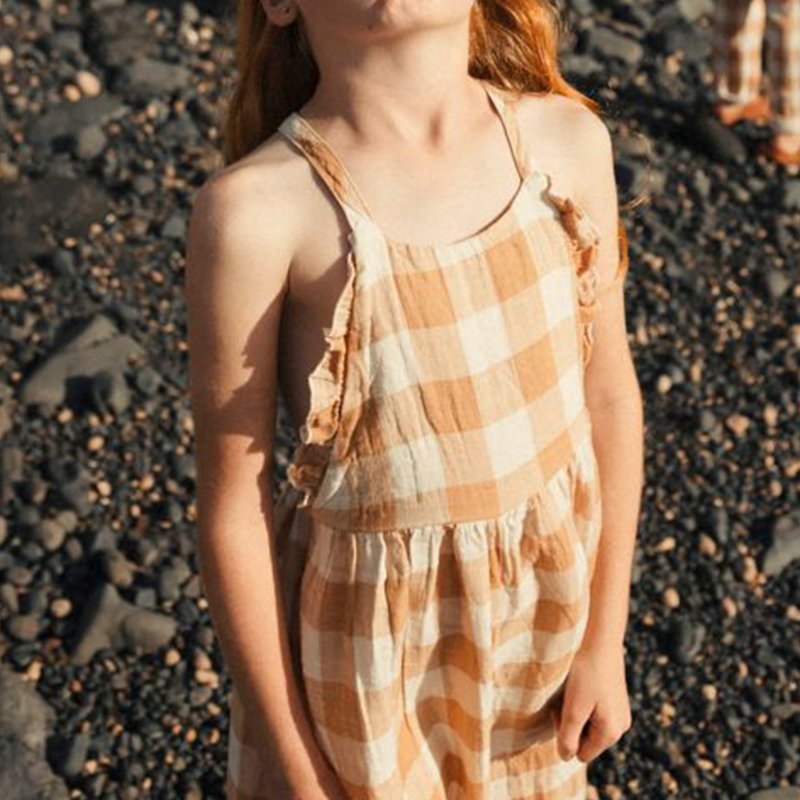 Baby Toddler 100% Cotton Multi-Color Plaid Jumpsuits Little Girl Casual Jumpsuits