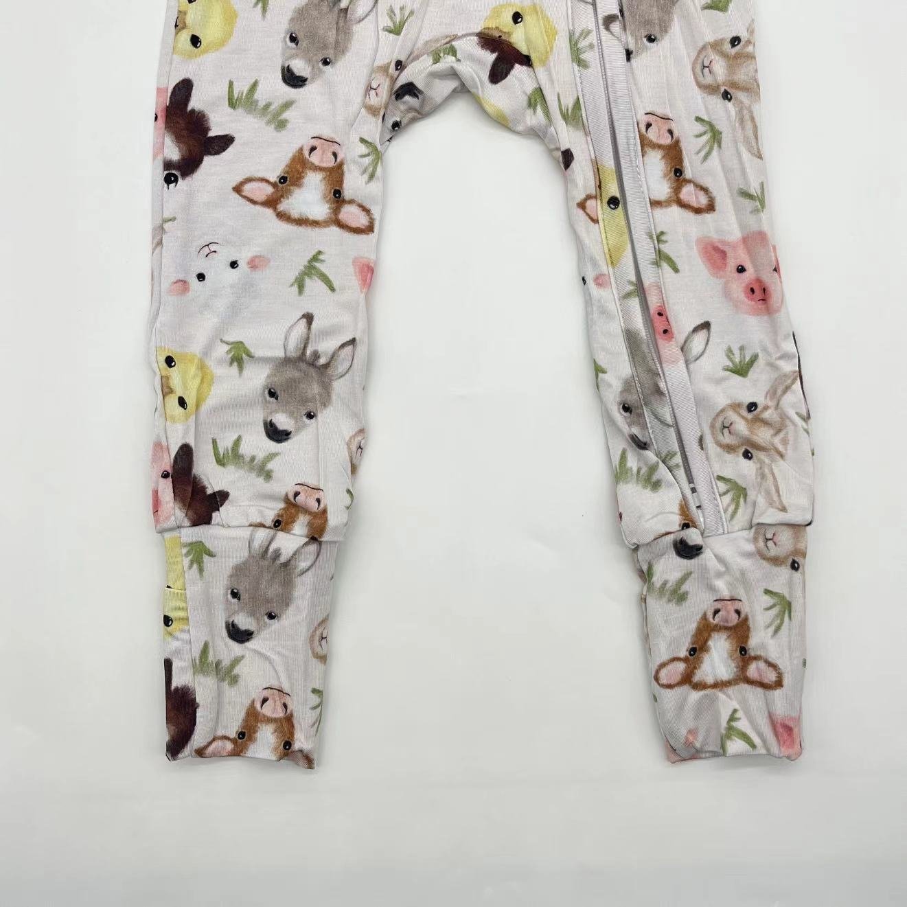 Adorable floral pattern kids clothing 95%bamboo 5%spandex baby pajama custom toddler baby romper with folded cuff