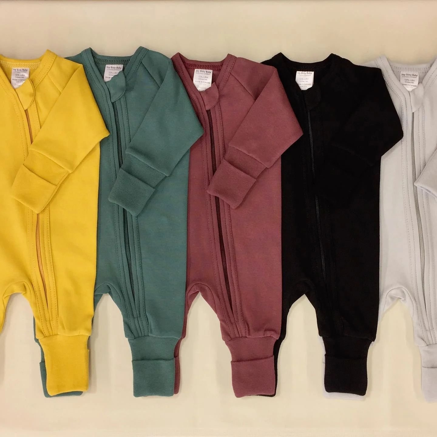 Infant Wholesale Cotton Double Zipper Clothes Jumpsuits Solid Bamboo Knit Short Baby Romper