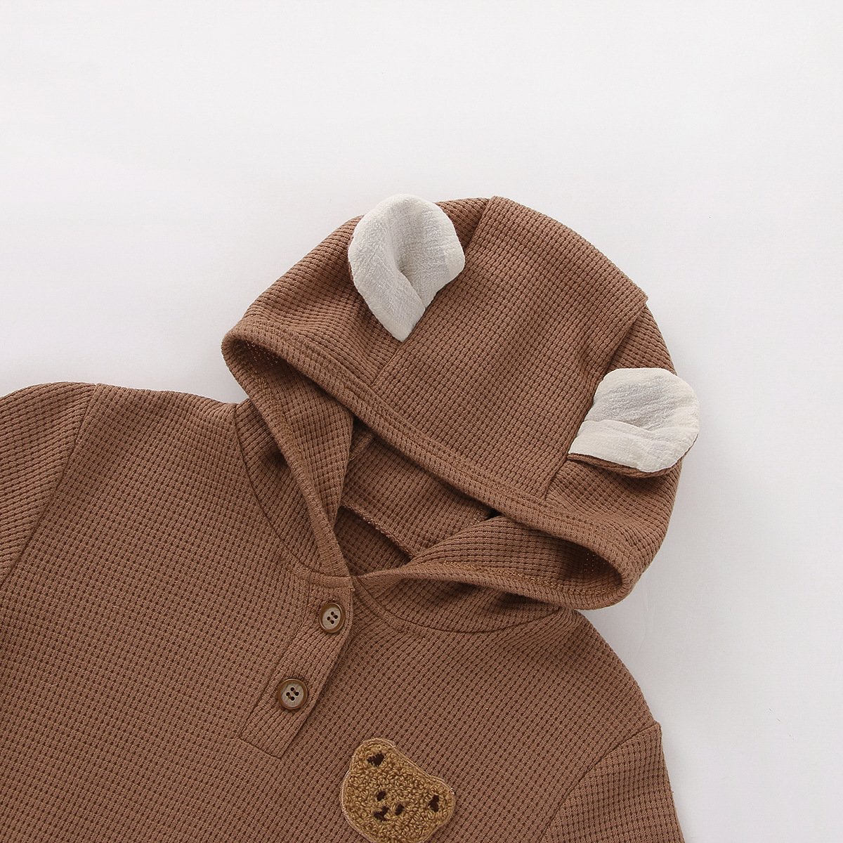Infant Baby Boys Cartoon Long Sleeve Hooded Jumpsuit Spring Baby Girls Cute Bear Romper Loose Overalls
