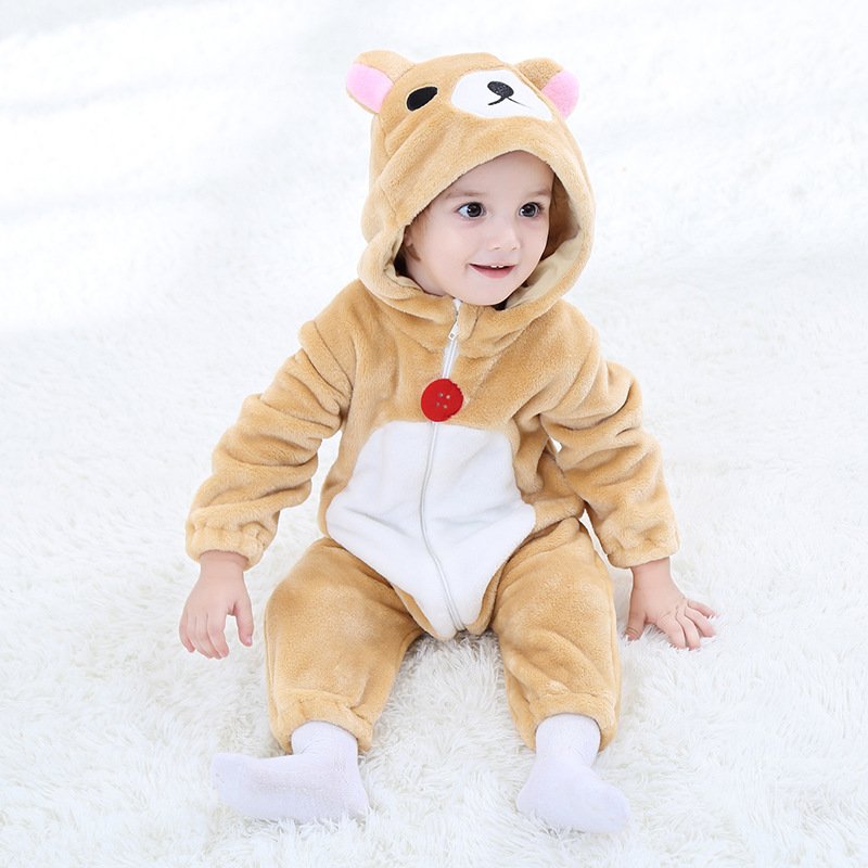 Wholesale Baby Rompers Cute Animal Design Pajamas Winter Fleece Onesie Custom Baby clothes