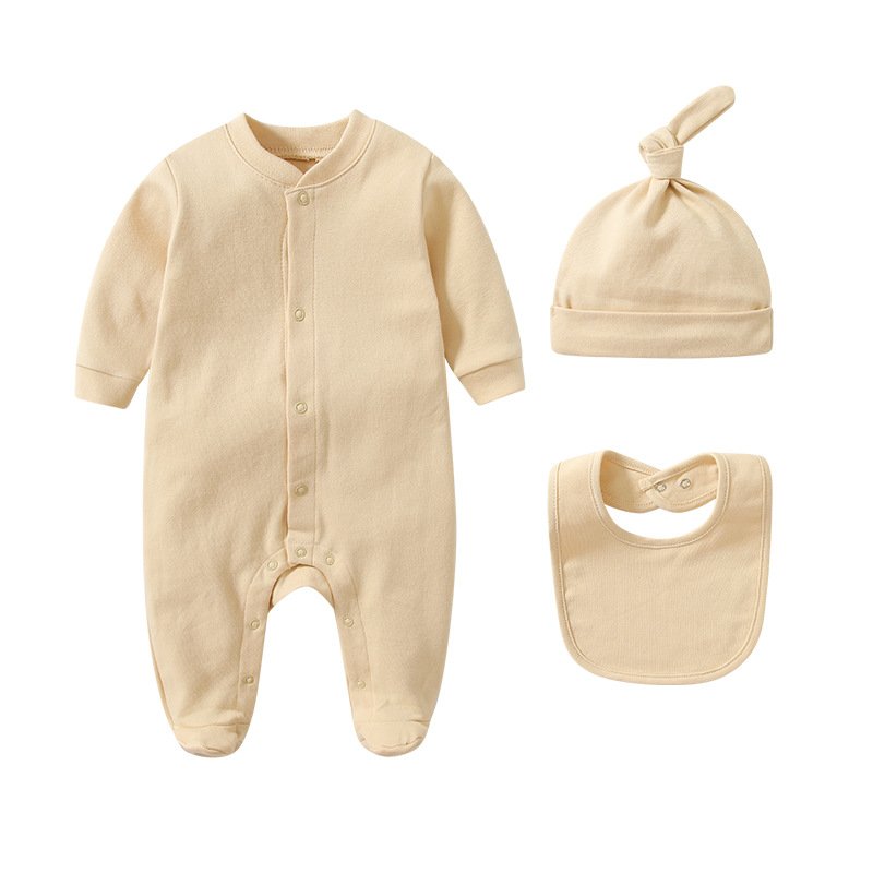 100% organic cotton baby newborn infant clothes romper pajamas bodysuit set with bib hat and shoes towel newborn gift set