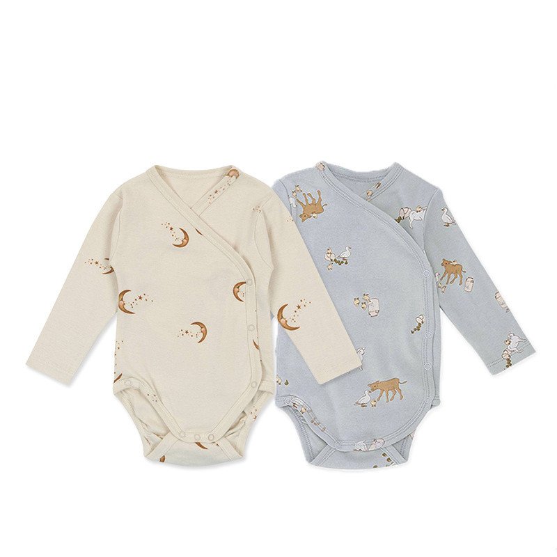 Baby Girl Boy Side button Bubble Romper Long Sleeve Onesie Baby Girl Romper