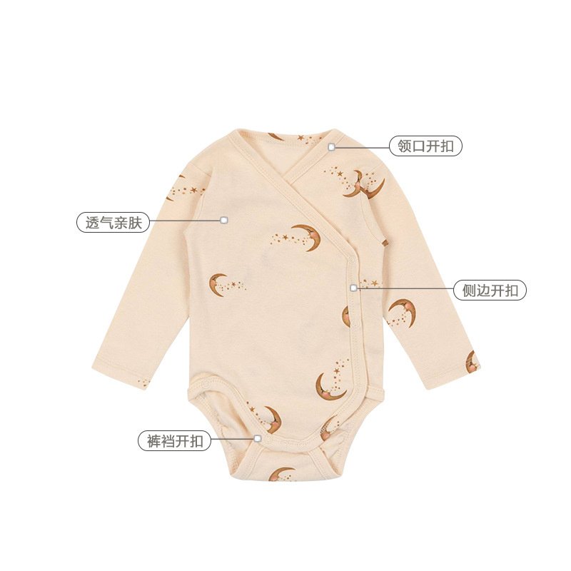 Baby Girl Boy Side button Bubble Romper Long Sleeve Onesie Baby Girl Romper