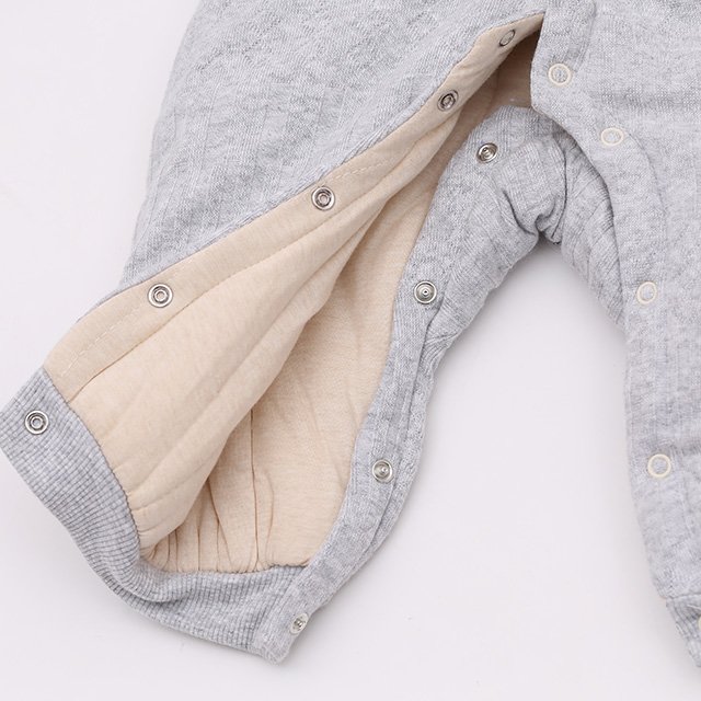 OEM 100% Cotton Kids Winter Jumpsuit Long Sleeve Newborn Baby Romper Jumpsuit with Hood
