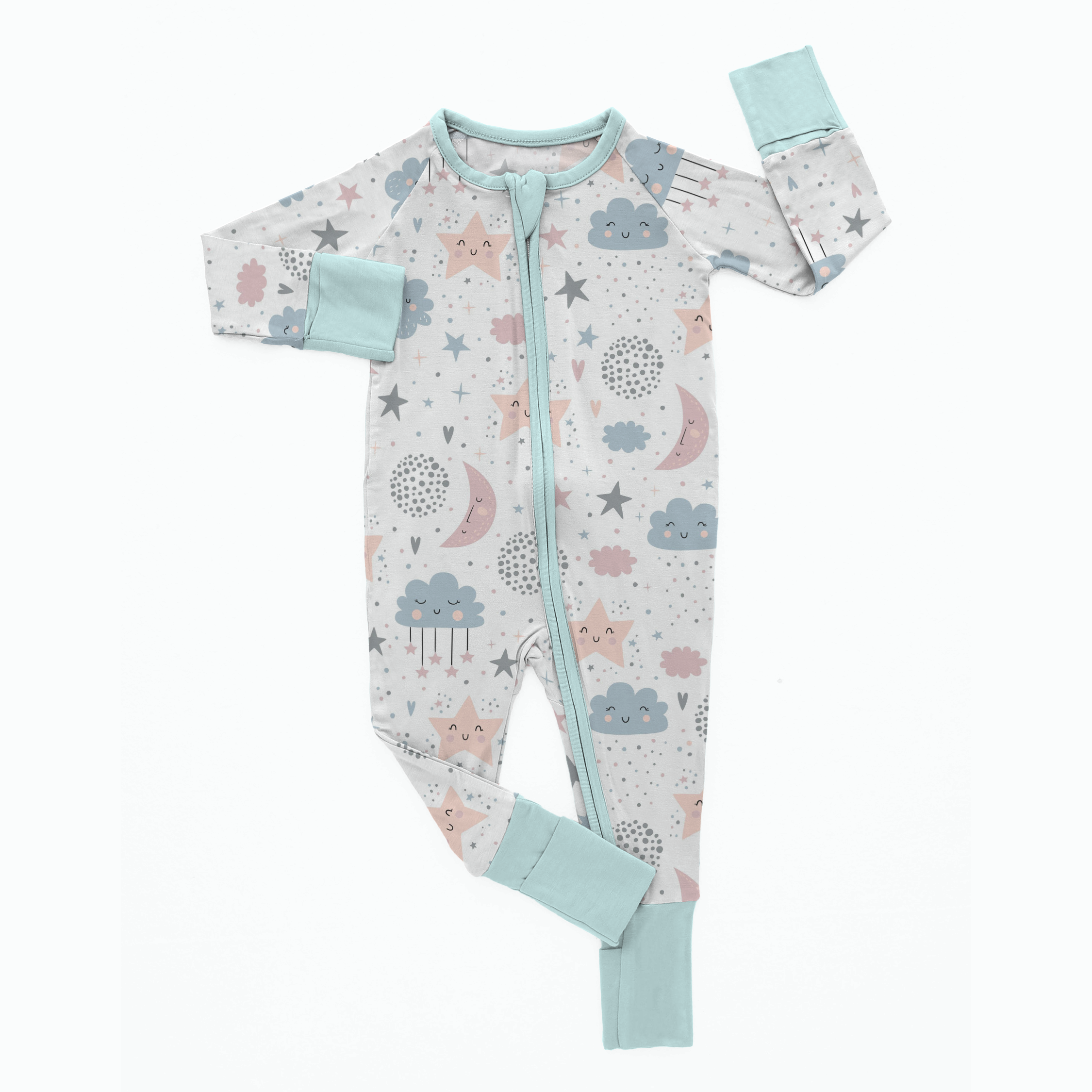 Custom Print Sloth Bear Long Sleeve Soft Bamboo Baby Romper Zipper Custom Bamboo Baby Pajamas Bamboo Baby Clothes