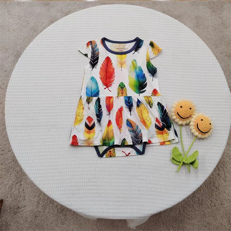 Custom Bamboo Zipper Romper Dress 2-PCS Pjs Active Digital Printing Baby OEM ODM Clothes Pajamas Toddler dress
