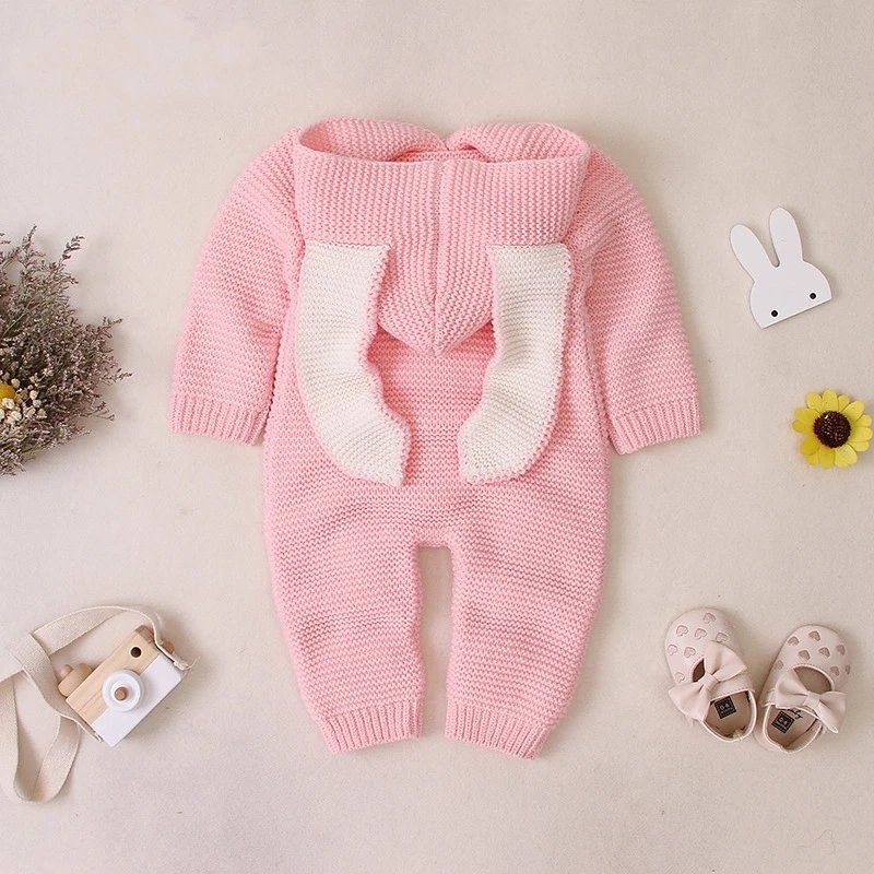 Autumn Newborn Baby Clothes Cardigan Hooded Baby Rompers Baby Girl Boy Clothes Fashion Infant Costume Kids Toddler Knit Jumpsuit