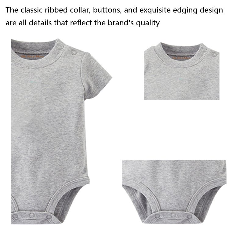 Organic cotton baby clothing Newborn Baby Rompers Fashionable baby Neutral solid color round neck Rompers