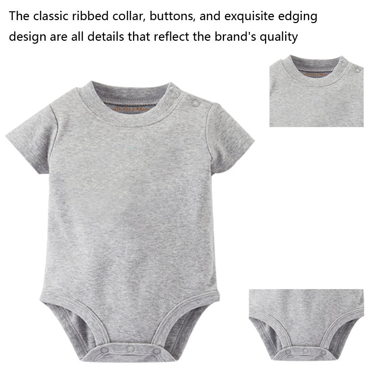 Organic cotton baby clothing Newborn Baby Rompers Fashionable baby Neutral solid color round neck Rompers