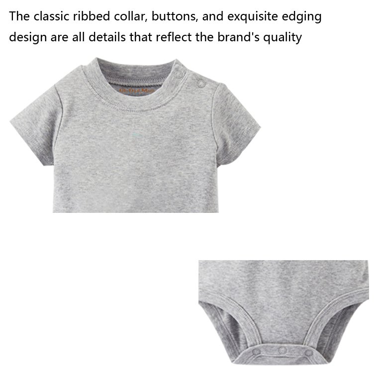 Organic cotton baby clothing Newborn Baby Rompers Fashionable baby Neutral solid color round neck Rompers