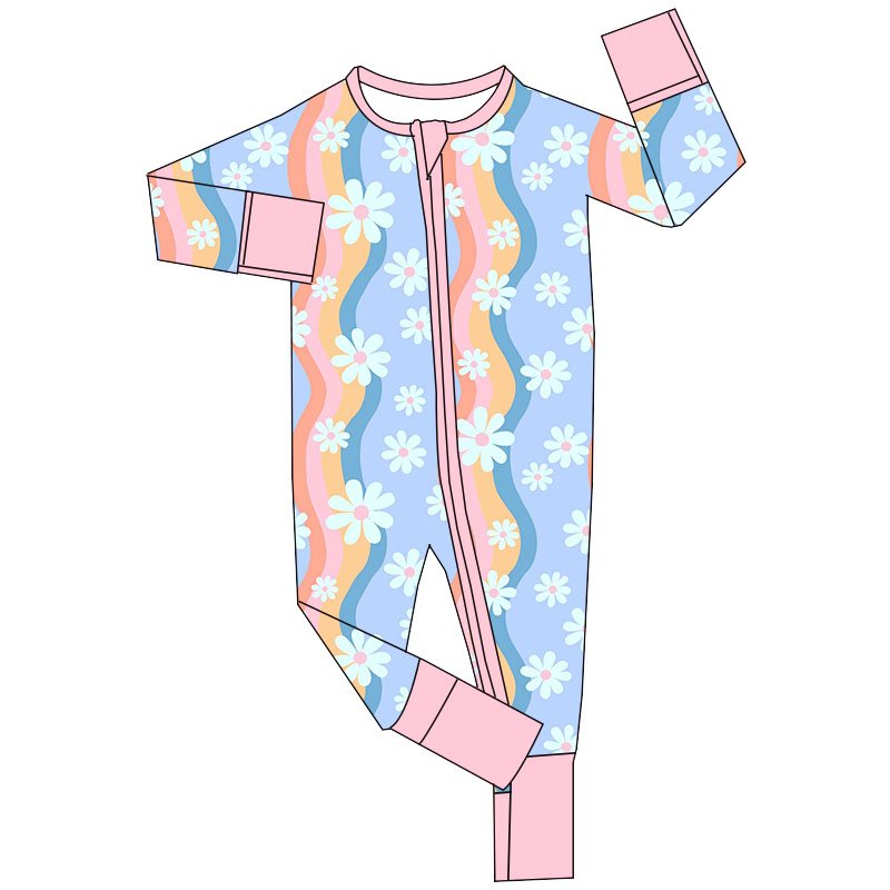 2024 New Arrival Zippy Romper Bamboo Fabric Soft Comfortable Skin-Friendly Romper Spring Autumn Custom Print Leotard
