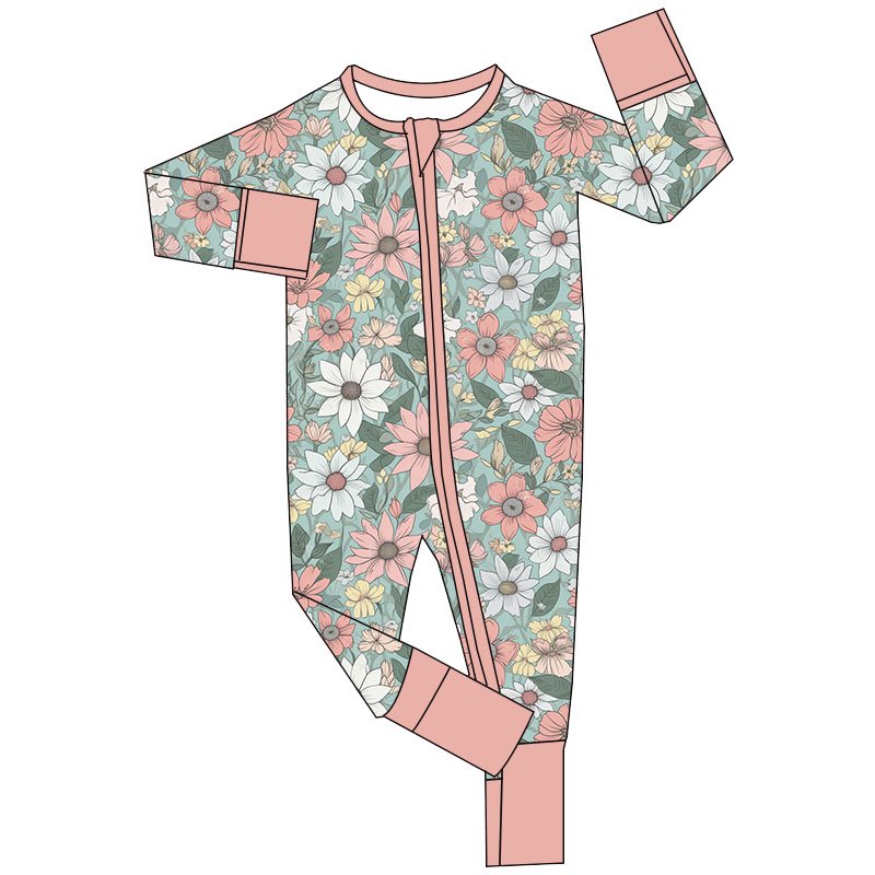 2024 New Arrival Zippy Romper Bamboo Fabric Soft Comfortable Skin-Friendly Romper Spring Autumn Custom Print Leotard