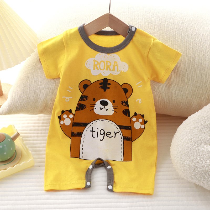 Summer newborn baby pure cotton short sleeved thin open-end crawling clothes baby one piece clothes romper