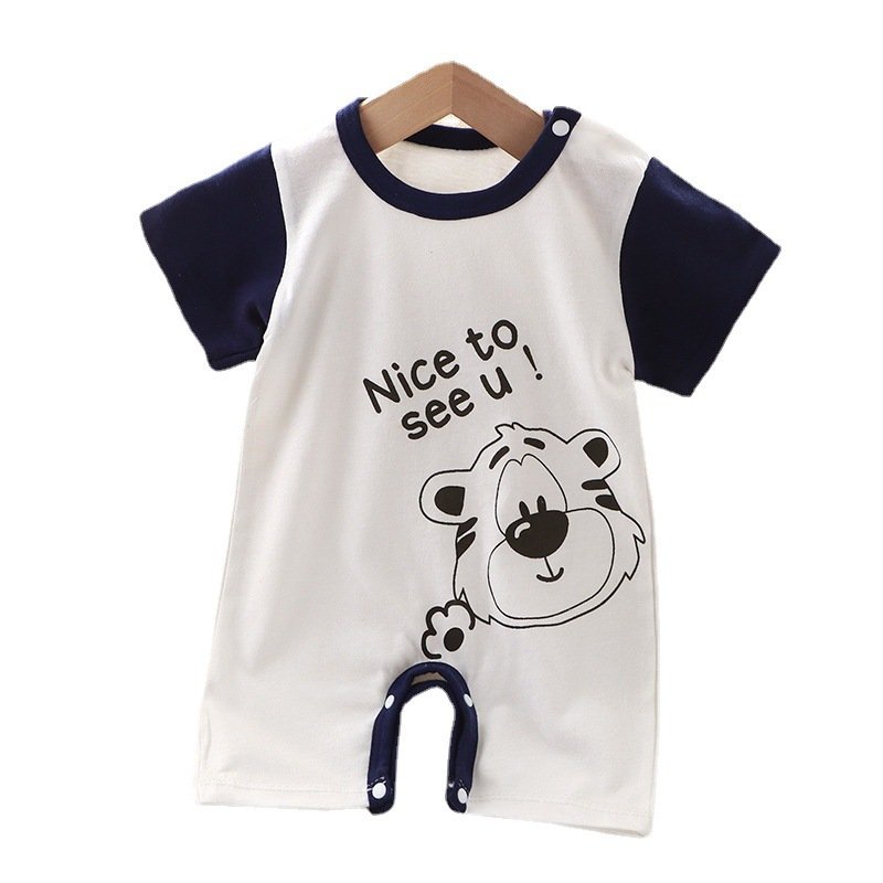 Summer newborn baby pure cotton short sleeved thin open-end crawling clothes baby one piece clothes romper