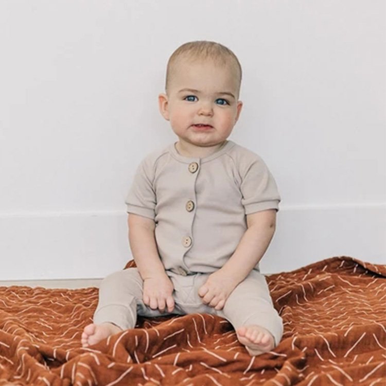 Organic Cotton Baby Grow Short Sleeve Knitted Organic Baby Romper Bodysuit