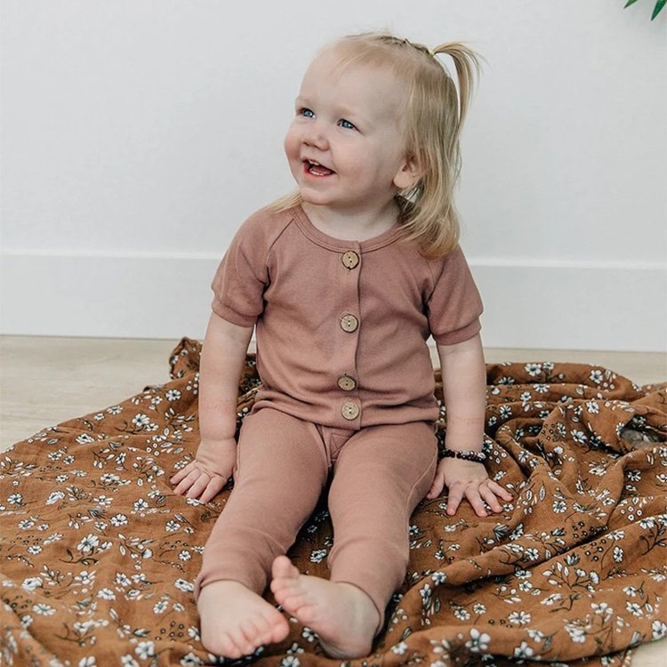Organic Cotton Baby Grow Short Sleeve Knitted Organic Baby Romper Bodysuit