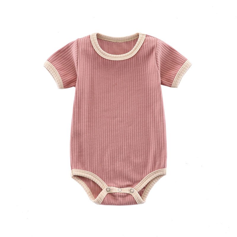 GDTEX Custom Newborn Baby 100% Ribbed cotton Adorable Solid Color Newborn Baby Clothes Organic Baby Romper Jumpsuit