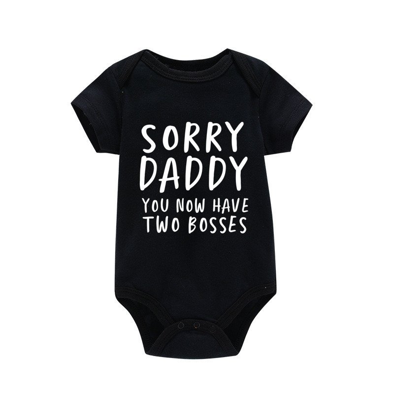 0-18M Sorry Daddy You Know Have Two Bosses Print Funny Newborn Baby Cotton Romper Infant Bebe Boy Girls Short Sleeve Jumpsuit
