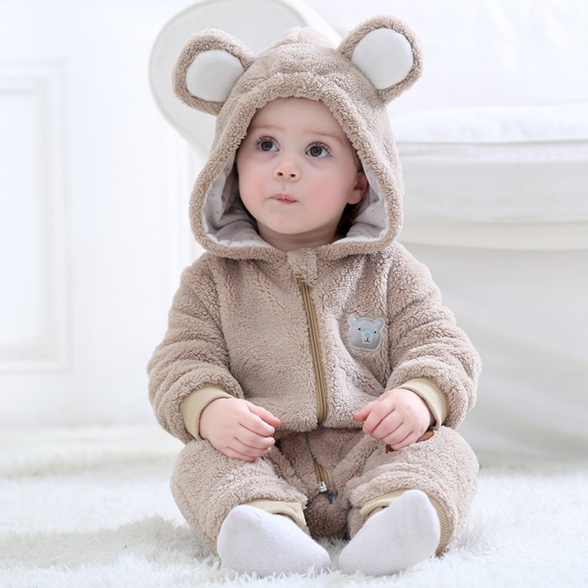 Hot Selling Kids Flannel Jumpsuit Boy Girl Clothes 0-3 Months Animal Theme Baby Rompers