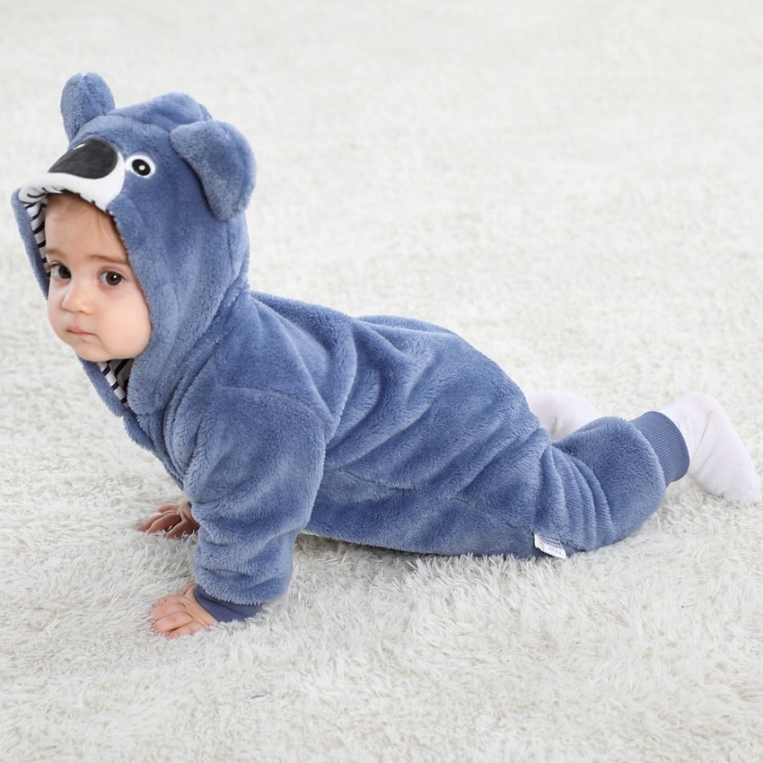 Hot Selling Kids Flannel Jumpsuit Boy Girl Clothes 0-3 Months Animal Theme Baby Rompers