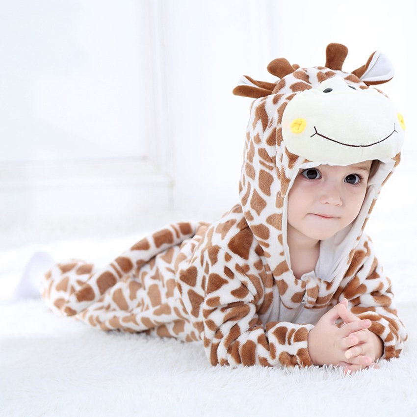Hot Selling Kids Flannel Jumpsuit Boy Girl Clothes 0-3 Months Animal Theme Baby Rompers