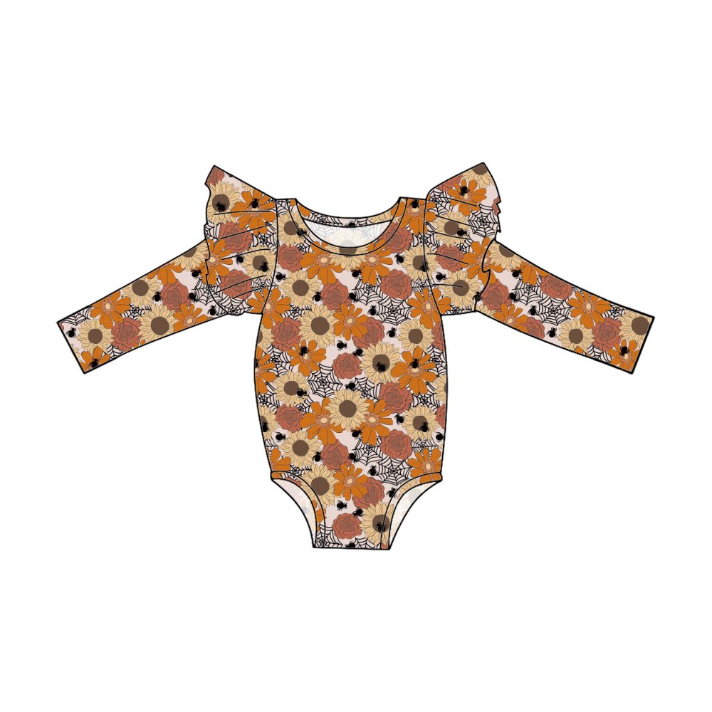 Qingli OEM Hot Sale Baby Long Sleeve Halloween Printed Milk Silk Baby Romper With Snap