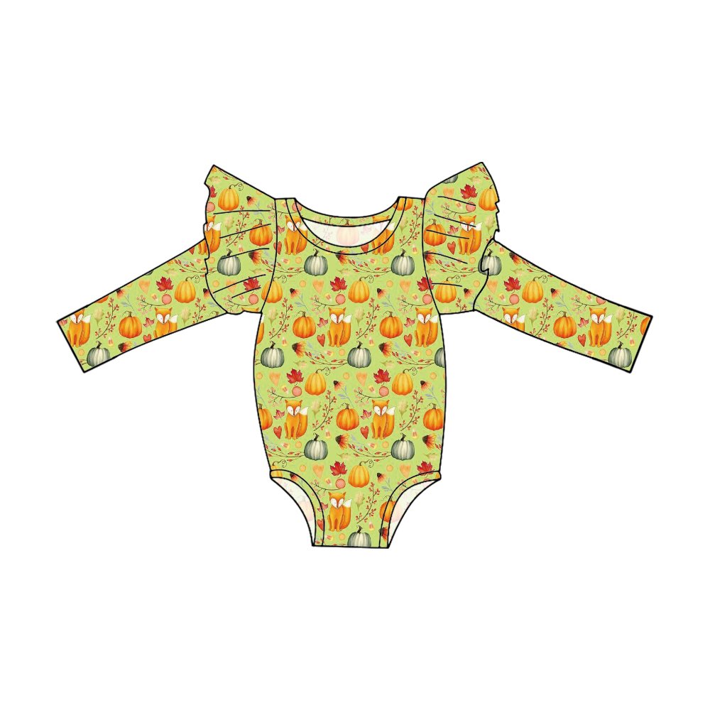 Qingli OEM Hot Sale Baby Long Sleeve Halloween Printed Milk Silk Baby Romper With Snap